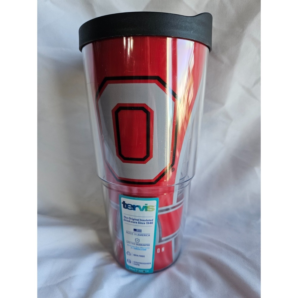 Ohio State University Buckeyes Tervis Tumbler 24 Oz Travel Cup with Black Lid‎